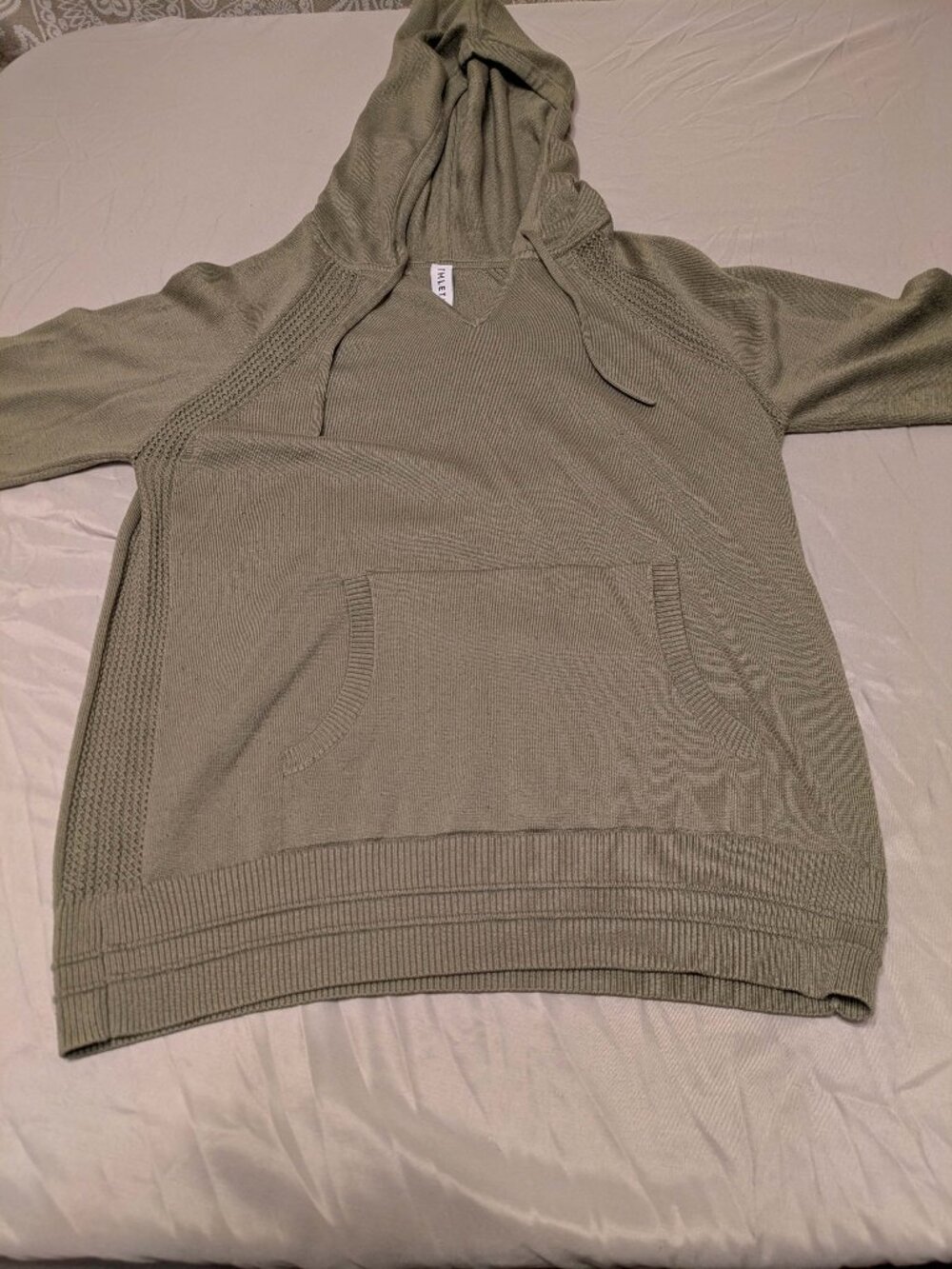 Athleta Green Knit Hoodie Sweater Womens Small Dolman Sleeve Pullover Pouch